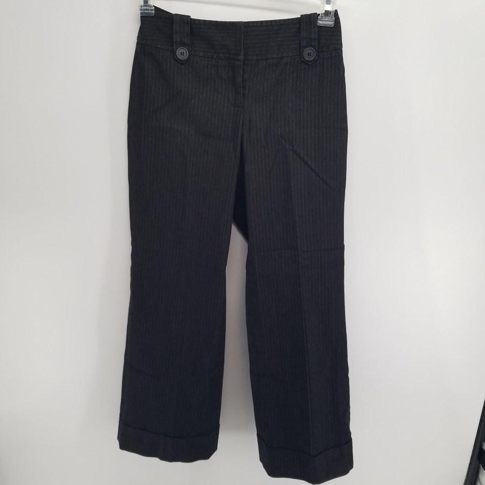 Ann Taylor Loft black pin stripe wide leg jeans size 4P